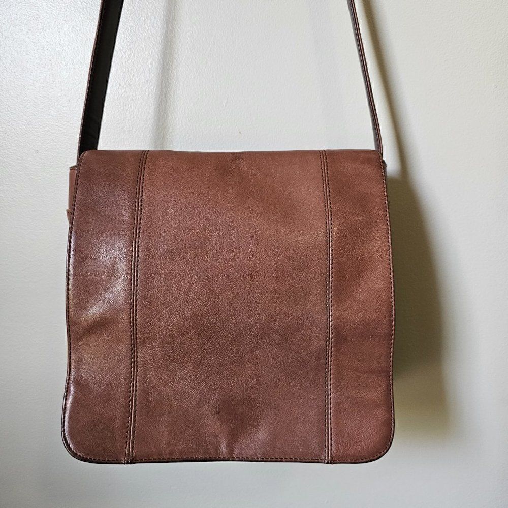 EUC NINE WEST BROWN LEATHER CROSSBODY BAG MEDIUM - Picture 7 of 16